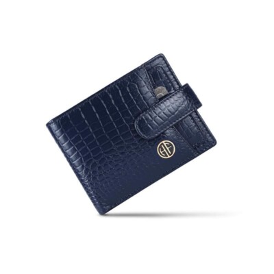 Brand New Authentic RFID Protected Blue BI-Fold Genuine Leather Mens Wallet