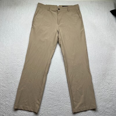 Dunning Golf Pants Mens Size 33X30 Tan Khaki Stretch Flat Front