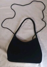 Vtg Black Velvet Purse Handbag Vintage Hand Or Shoulder Strap Lipstick Case READ