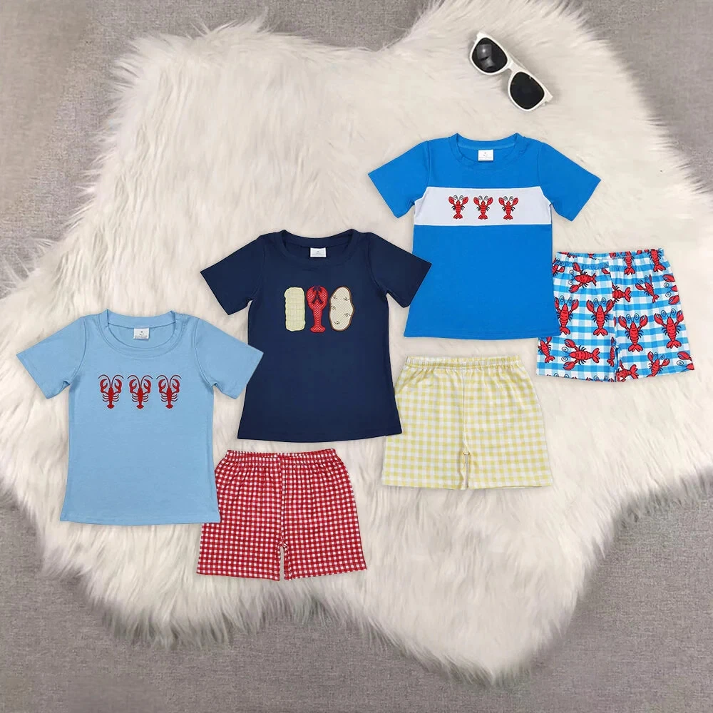 Sibling Baby Boys Crayfishes Short Sleeve Tops Shorts Clothing Sets