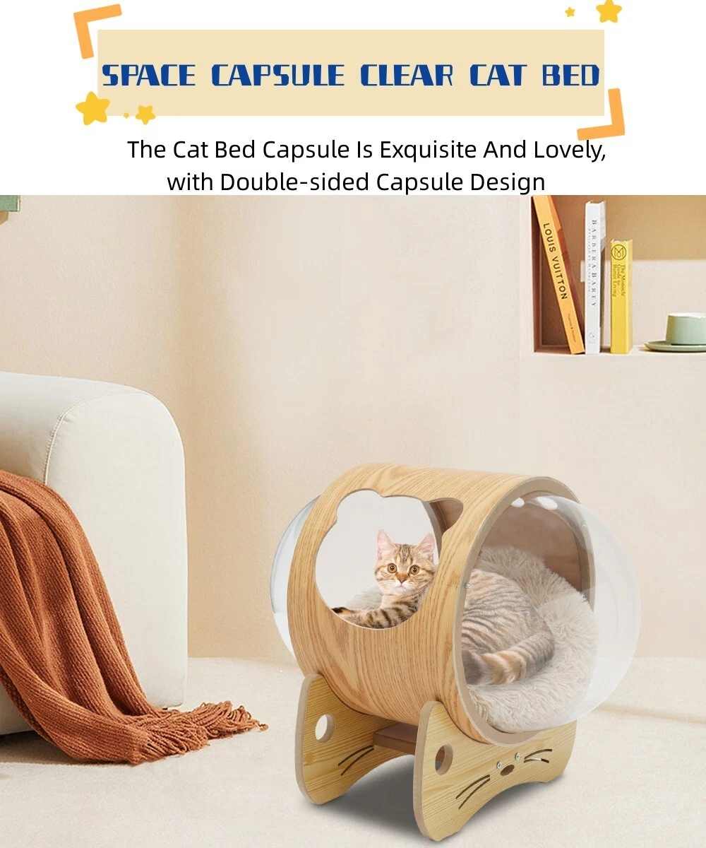 Spaceship Warm And Cozy Pet Beds Modern Space Capsule Wooden Pet Bed For Cats