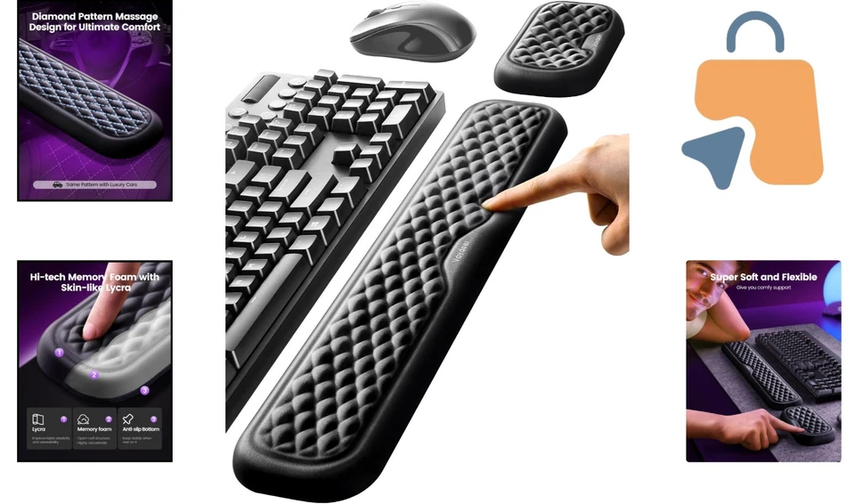 Ergonomic Memory Foam Wrist Rest for Keyboard and Mouse – Comfort & Support - Image 2 of 4