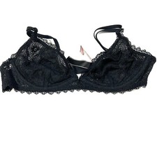 NEW Victorias Secret Size Small Unlined Bralette Bra Black Floral Lace Wire 3470