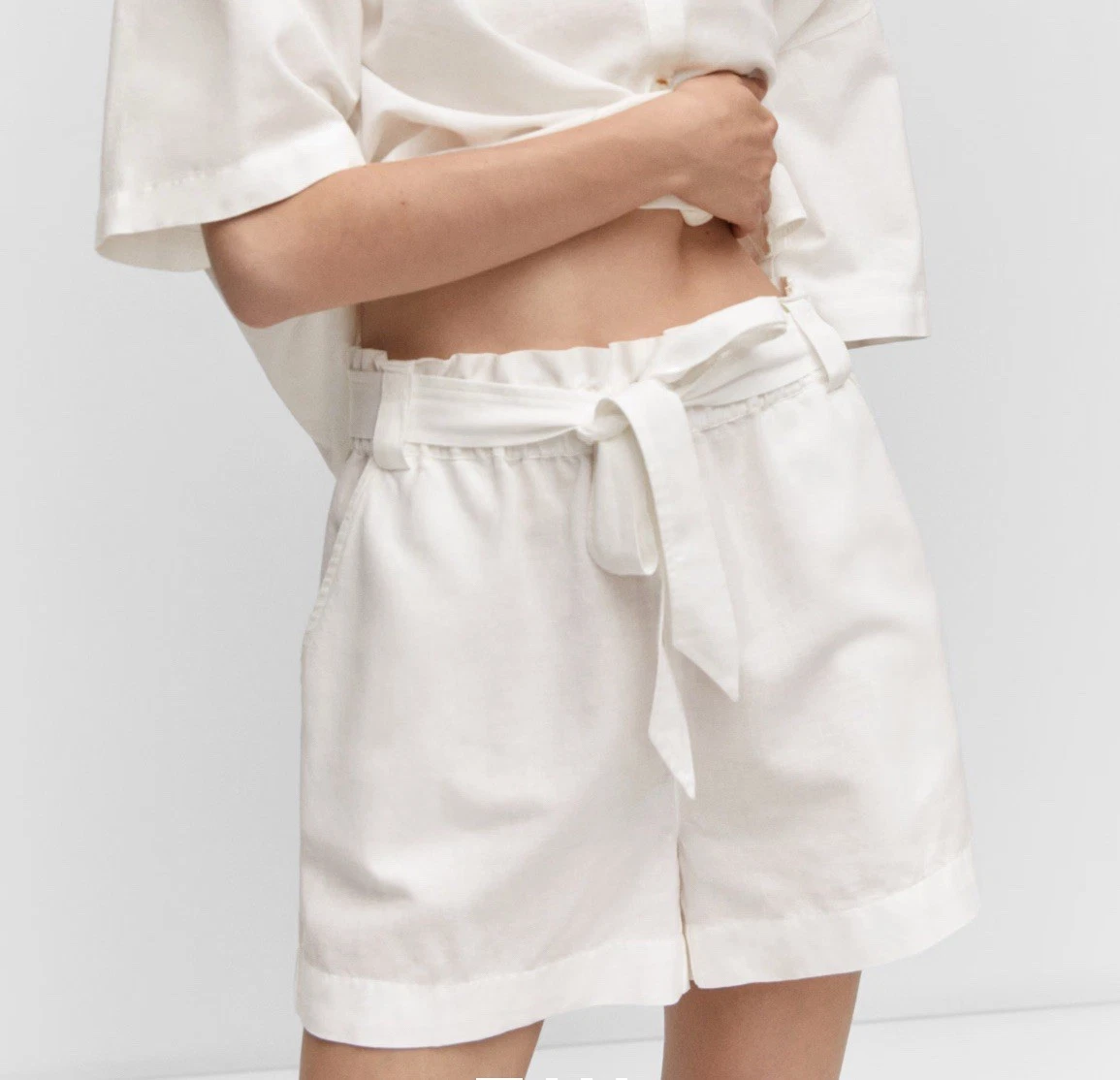 MANGO linen Blend White Women’s Shorts, Size XS