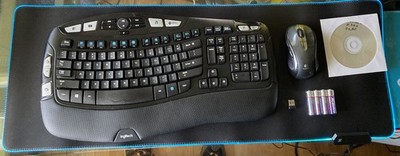 Logitech K350 Wireless WAVE Keyboard, M510 Mouse, Batteries,Dongle & DVD