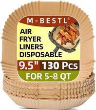 9.5 Inch Paper Air Fryer Liners Disposable,130 Pcs Square Air Fryer Parchment Li