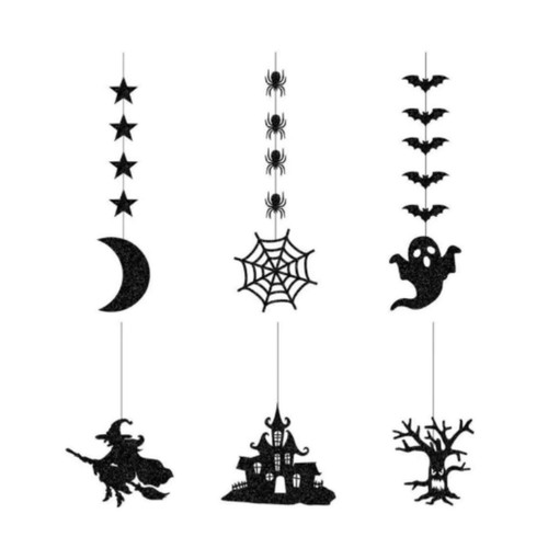 6 Stück Halloween Spinne Hexe Geist Fledermaus geformt Girlande Dekoration - Picture 7 of 7