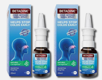 2 X BETADINE Adult Cold Defence Nasal Spray 20ml Helps Stop Colds Early