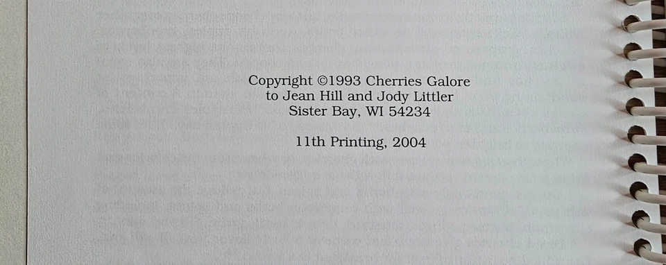 Cherries Galore Door County Wisconsin Recipe Cookbook 2004 11th printing - Image 4 of 4