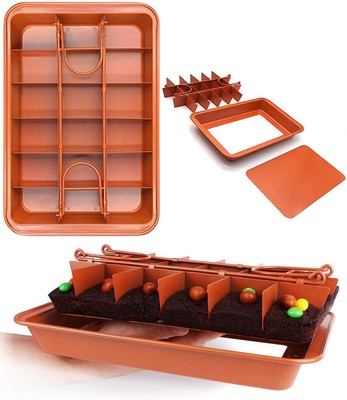 Brownie Pan with Dividers Baking Tray All Edges-Only - Bite Size Baking Steel...