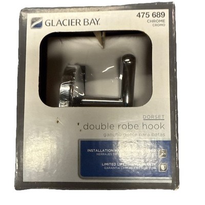 New Glacier Bay 475 689  Dorset Chrome Double Robe Hook