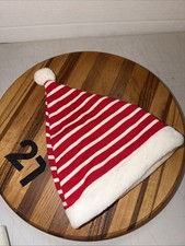 HOLIDAY TIME infant beanie, red  white stripe, pompom, sze 12mo, VGC. 27