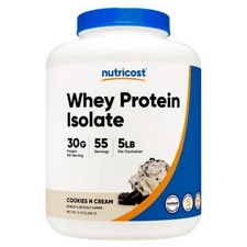 Whey Protein Isolate Powder Cookies & Cream 5 Lbs