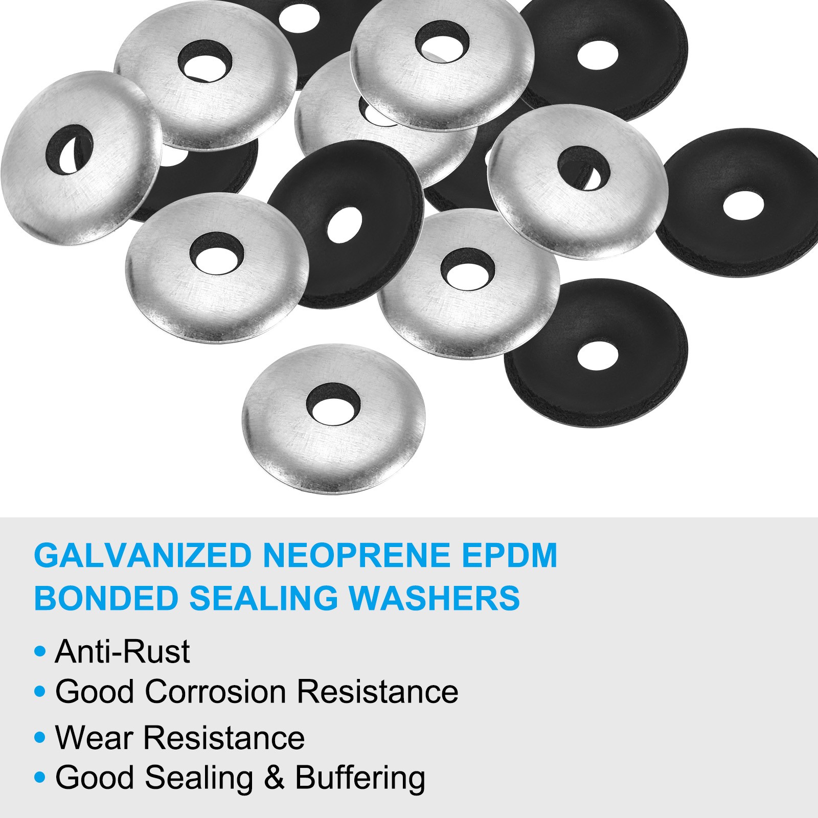 50Pcs M6.3x25mm Galvanized EPDM Bonded Sealing Neoprene Rubber Washers Gasket