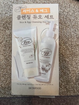 NIB Skinfood Cleansing DUO SET Rice Scrub Foam 5.07 oz &  Egg cleansing  6.76 oz