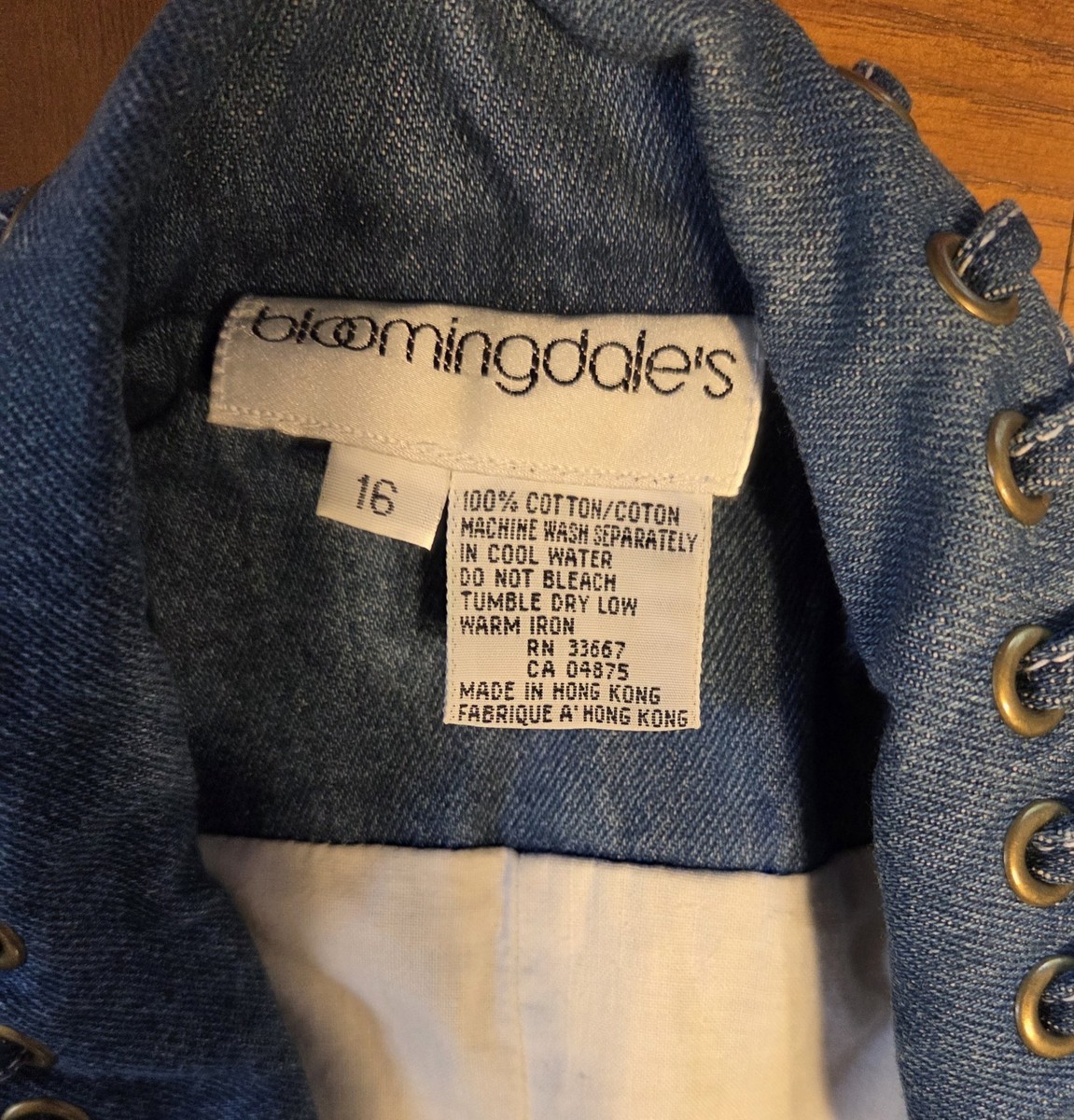 リー Bloomindales Women's Jean Denim Blazer jacket Size 16 Excellent