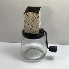 VTG Androck Nut Chopper Grinder 49 Atomic Starburst Glass Tin Mid Century Clean