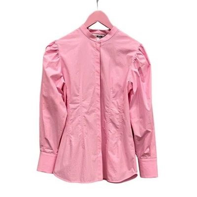 MSGM Camisa Rosa Algodón Manga Abullonada Botones Cuello Redondo Nueva IT 46 - Imagen 1 de 4