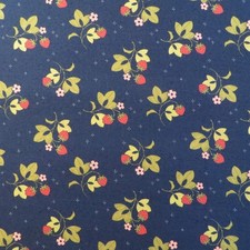 Yard Tossed Strawberries On Navy Blue by Marcus 3.99 Ships ANY Amount Fabric