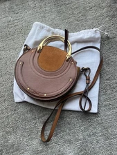 100% Authentic CHLOE Mini Pixie Calfskin Suede Leather Crossbody Bag Brown