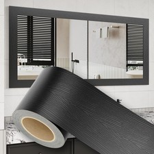 ZRJT 10M Peel and Stick Wallpaper Borders 390  x 4  4" x 390", Black Wood