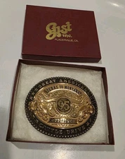 The Great American Cattle Drive '95 Outrider Belt Buckle by Gist. New in Box.