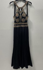 Cinderella Divine Women's Black Beaded Halter Keyhole Formal Maxi Gown Sz 8