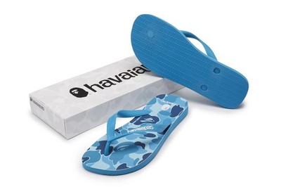 A BATHING APE HAVAIANAS 43-44 Kollaboration Limited Edition Blue Camo