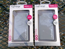 Lot of 2 myCharge GOXTRA Portable Charger 4000mAh w/ Built-In USB + Strap NEW