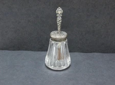 Rare Antique Victorian Sterling Repousse w/ Heart & Zipper Glass Glue Pot Silver