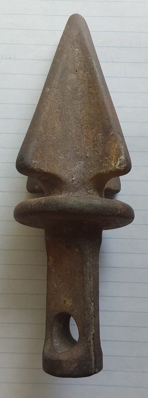 Antique Fence Post Finial Cast Iron Pointed 30° Angle 4.75 Inch Tall (Installed)
