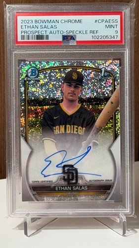 2023 BOWMAN CHROME ETHAN SALAS PROSPECT AUTO SPECKLE /299 #CPAESS PSA 9