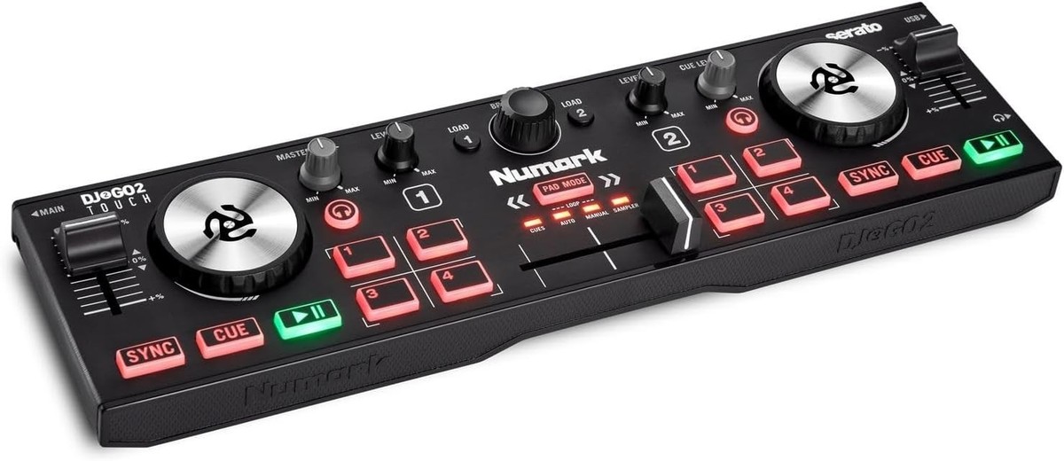 DJ2GO2 Touch Compact DJ Controller with 2 Decks, Mixer, Audio