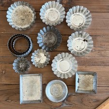 Antique Vintage Tin Baking Molds Cookie Cutters Lot of 17 Primitive Kitchen