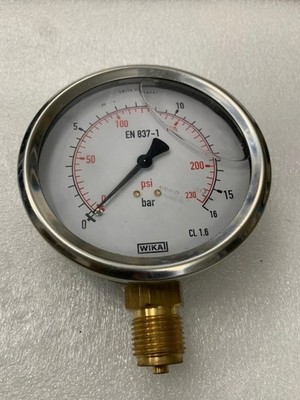 New WIKA 0-16 BAR / 0-230 psi Pressure Gauge EN837-1 Free Fast Shipping