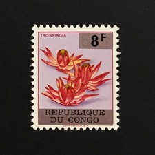 Congo DR 1964 MNH ** 8F flowers Sc#483 ovpt. Belgian Congo 6.50F 1959