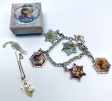 Disney Frozen Toggle Youth Enamel Charm Bracelet Anna Elsa Olaf Necklace