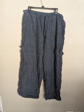 Women's Long Dark Denim with String High Waist Wide Leg Pants with Pockets XL