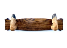 Taxidermy Deer Hoof Foot Feet Gun Rack on Oak Plaque Gunrack Dark Walnut stain