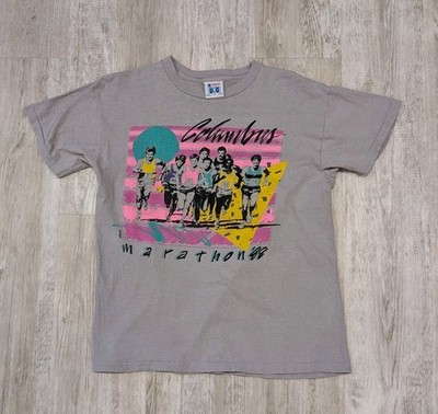 Vintage 1988 Columbus Ohio Marathon Running Single Stitch T Shirt Size M Gray