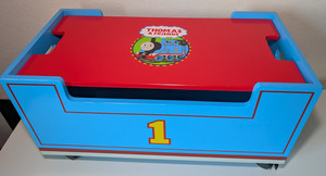 Thomas & Friends Trains Wooden Toy Box, Lid & Wheels Learning Curve Storage