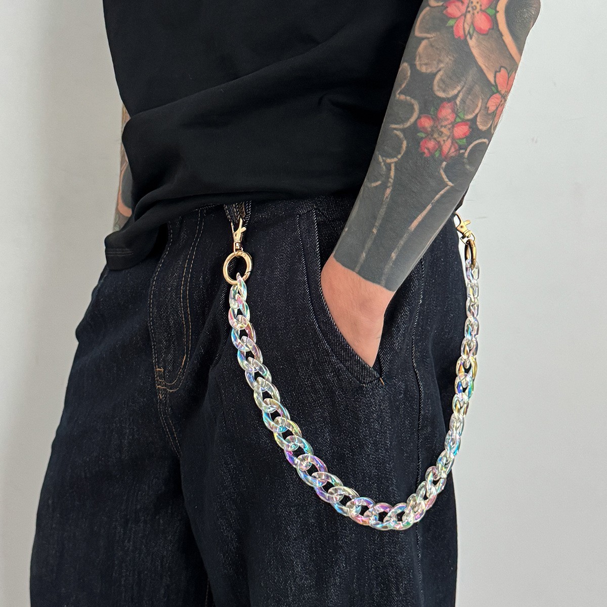 Mens Acrylic Y2K Wallet Chain Biker Keychain Jeans Pants Waist