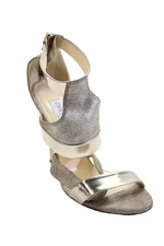 Jimmy Choo Women's Open Toe Stiletto Strappy Zip Closure Sandals Gold Size 38