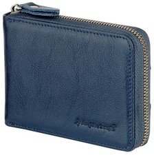 Admetus Men's Zipper Wallet Leather Bifold Wallets Slim Small, 2 Navy Blue