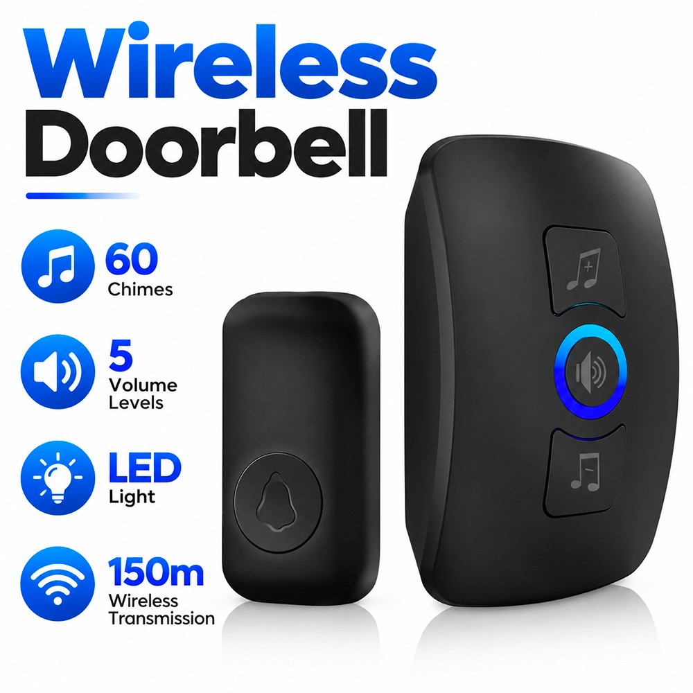 500 Feet Wireless Door Bell Plug And Play Multi Ringtones Home Entry Chime
