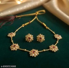 Indian Bollywood Gold Plated Kundan Choker Bridal Necklace Earrings Jewelry Set