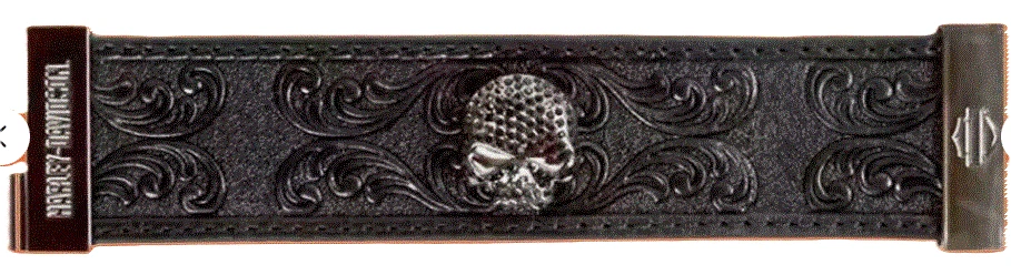 Harley Davidson Joy Ride Willie G Calavera Piedras Cuero Muñequera Puño XS/S -MP3. Foto 2 de 2