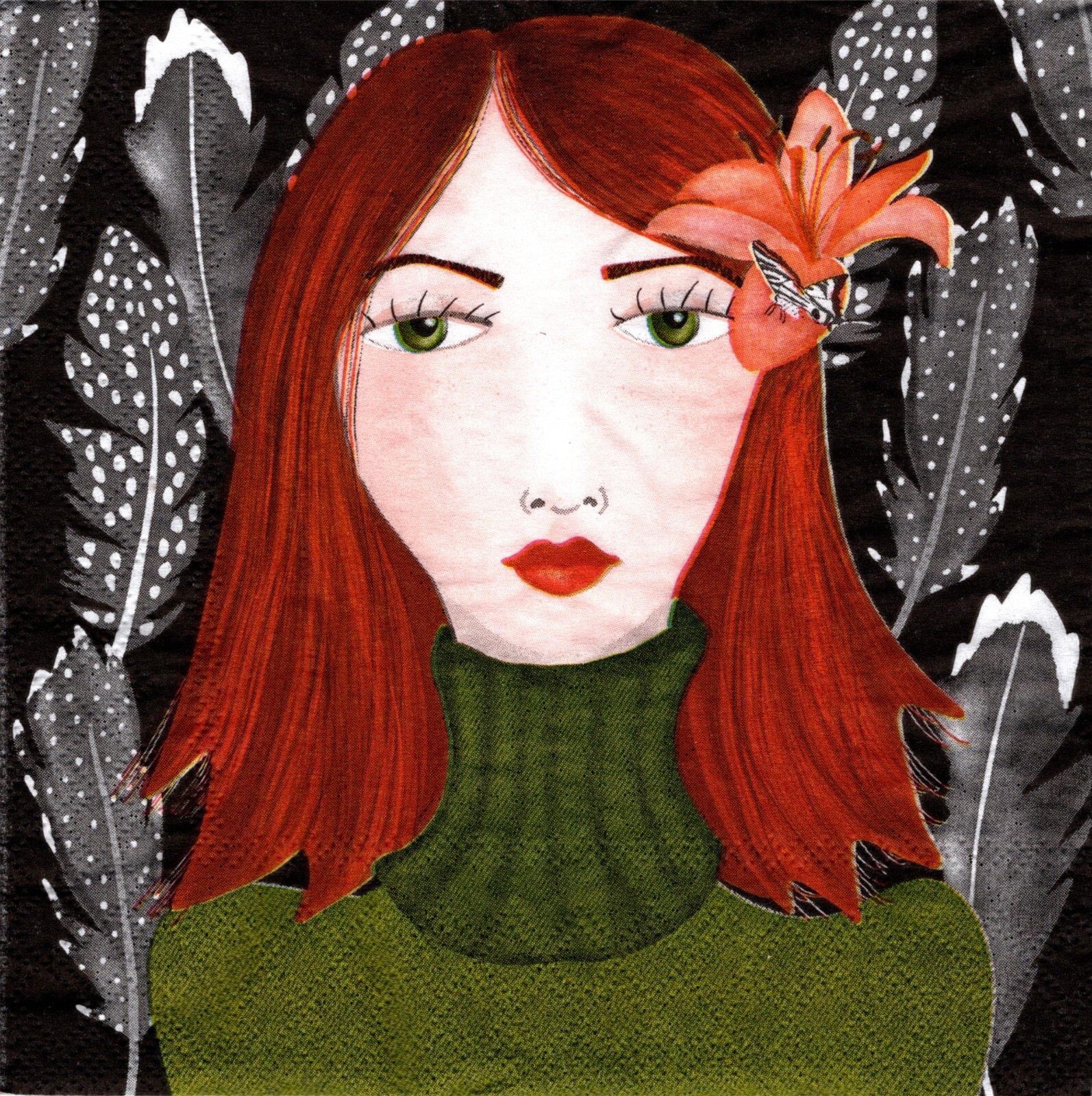 2 Two Paper Lunch Napkins For Decoupage Mixed Media Scarlett With 2-two-paper-lunch-napkins-for-decoupage-mixed-media-scarlett-with