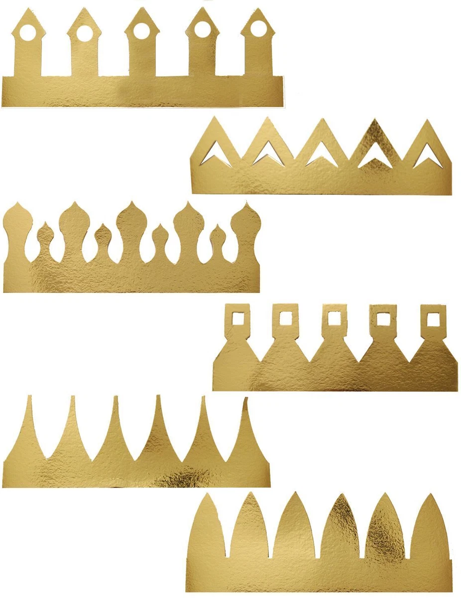 6X Gold Paper Crowns Party King Crown Paper Hats Prince Princess Hat King Crowns