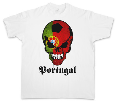 CLASSIC FOOTBALL SOCCER PORTUGAL SKULL FLAG T-SHIRT - Fan Hooligan Banner
